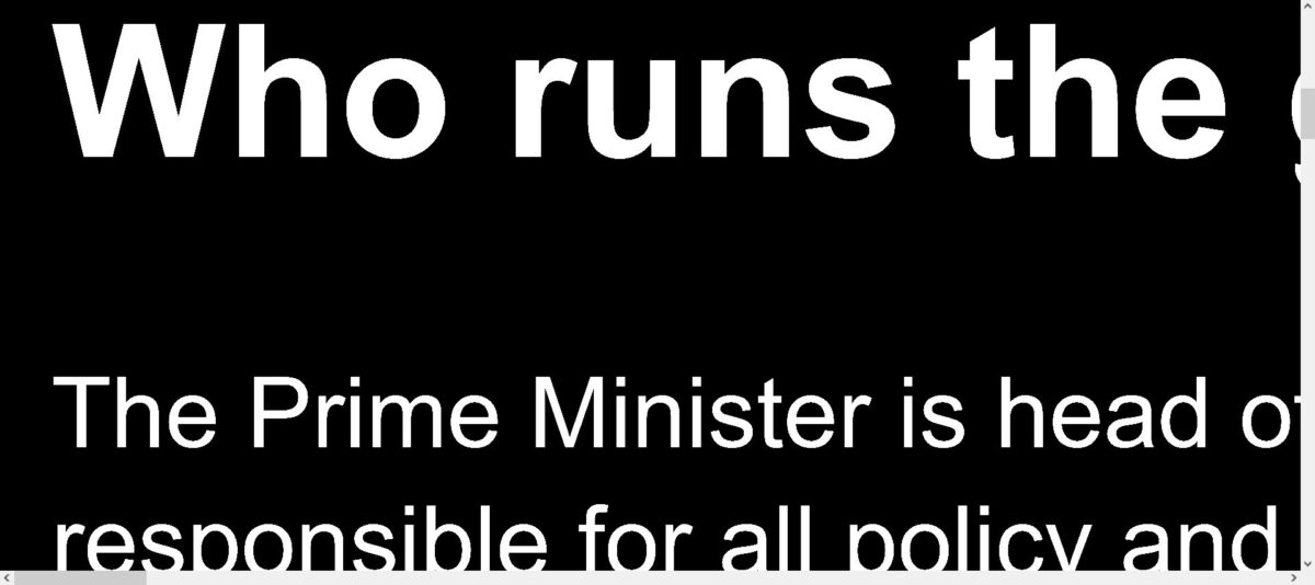 Stark vergrößerte Webseite mit abgeschnittenem Text.